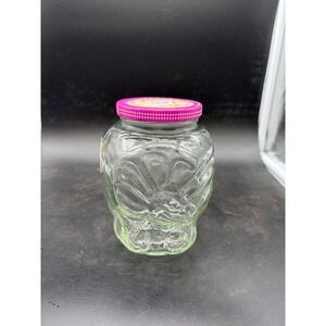 Vintage Kraft Grape Jelly Dinosaur Jar Triceratops 32oz Glass Pink Lid 1980s